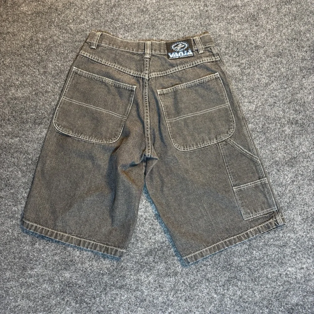 VJC Skater Y2K  Mens Black Denim Carpenter Shorts Baggy Skater Jorts Sz 32
